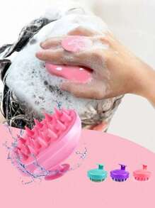 1pc Soft Silicone Shampoo Massage Brush, Scalp Massager, Hair Brush For Shower, Head Massage, Stress Relief, Hair Growth Stimulation, Dandruff & Exfoliation Removal, Suitable For Wet/Dry Use, Gentle Care For Men & Women, Hair Clip, Hair Accessory, Back To School Supplies - Multicolor - View 3