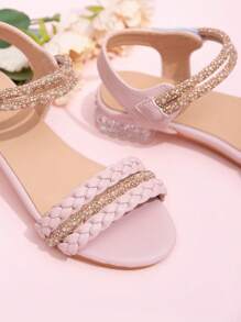 Girls' High Heel Sandals, Crystal Princess Shoes, Fashion Little Girl Sandals For Dance, Party, Wedding - Pink - View 4