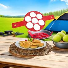 7-Hole Silicone Pancake Maker - Nonstick, Easy Clean Baking & Omelette Ring For Perfect Breakfasts - Red Kitchen Gadget - Red - View 9