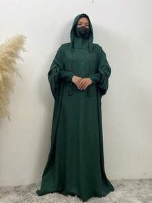 Fashionable Oversized Batwing Sleeve Hooded Dress,Modest