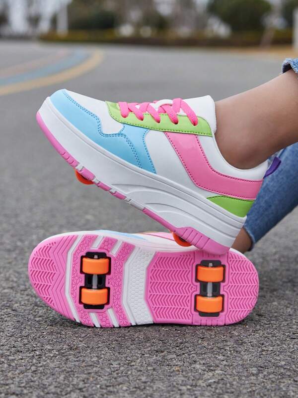 Patine cu rotile pentru sport în aer liber pentru copii în stil clasic, pantofi versatili de patinaj cu rotile cu roți detașabile, pentru fete