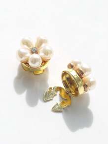 غطاء أزرار مزيف من اللؤلؤ الأنيق 2 قطعة/مجموعة، غطاء أزرار قميص، أزرار قابلة للتثبيت، أغطية أزرار كريستالية عصرية، مناسبة لتزيين البدلات والفساتين الزفاف