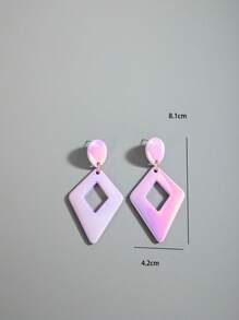 1 par de brincos de pingente vazados geométricos coloridos de acrílico estilo boêmio, elegantes e versáteis para mulheres, adequados para presentes de festa