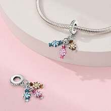 1pc Silver Plated Cake Afternoon Tea Pendant Candy Pendant Poached Egg Pendant French Fries Pendant Donut Pendant Coffee Pendant Suitable For Original 3mm Bracelets And Bangles DIY Beads Suitable For Ladies Birthday Fine Jewelry Gifts