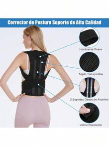 Corrector de Postura,Faja para Postura de Espalda Ajustable para Aliviar El Dolor de Cuello,Cintura y Hombros,Anti-Joroba,Mejora La Postura,Soporte de Postura Invisible Mujer,Hombre y Adolescente,S - Albaricoque - Ver 2