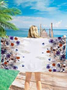 1pc Floral Digitally Printed Beach Towel