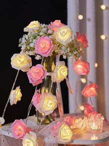 Rose Flower LED String Lights, Indoor Proposal Atmosphere Lights, Birthday Decor, Girls Room Decorative Lighting