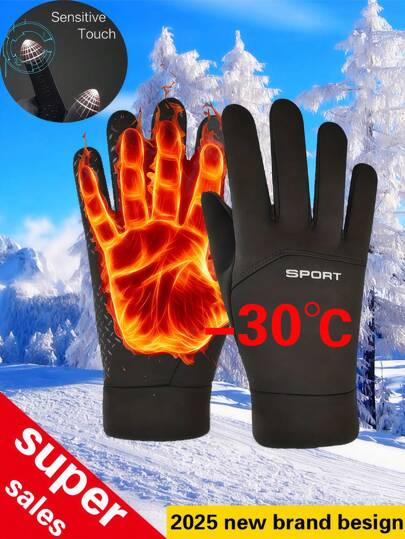 1 pièce, Gants d'hiver chauds pour hommes, gants de cyclisme, gants épais, gants avec tissu d'écran tactile, gants de neige, gants de ski pour Halloween