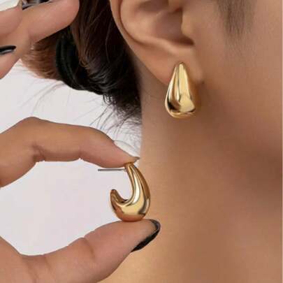 LADYCOCO 1 Pair Elegant Chic Gold Teardrop Earrings, Suitable For Women Daily Wear, Dating, Party