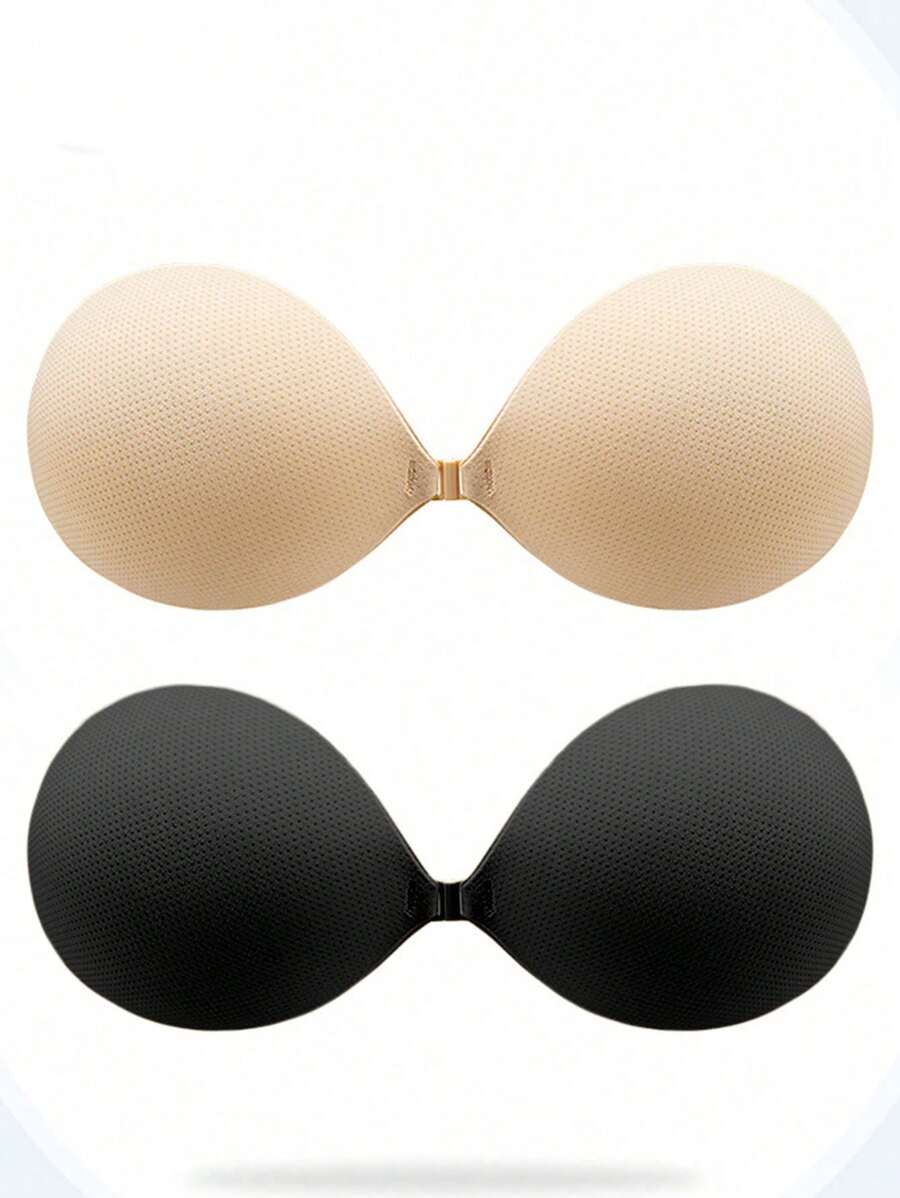 Large Cup Size Women Plus Size Adhesive Strapless Bras, Seamless Lift-Up Sticky Bras For Dresses, Spaghetti Strap Tops, Summer - Multicolor - View 1