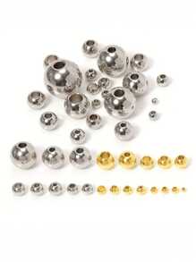 50pcs 3 4 5 6 8mm Stainless Steel Isolation Beads Ball Ornament Loose Seed Beads For DIY Bracelet Jewelry Making Supplies - Stainless Steel Spacer Beads - View 2