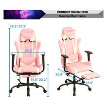 Gaming Chair Racing Style Office Computer Game Chair Ergonomic Desk Chair With Headrest Lumbar Support,High Back Gamer Office Chair Massage Recliner Video Game Chairs For Kids Or Adults,Pink