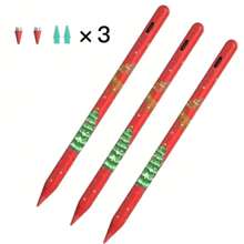 Red Capacitive Stylus Pen, Fast Charging High Sensitivity Capacitive Touch Pen With Deer Snowflake Print, Precise Touch, Smooth Writing, Includes 4 Extra Replacement Nibs, Compatible With IPad 2018-2024 Series - Magnetic Attachment, Tilt Sensitivity And Palm Rejection