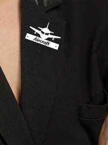 1PC Custom Name Airplane Brooch - Fashion Punk Cutout Lettering Design, Stainless Steel Women's Pin - The Perfect Gift For Any Occasion - Multicolor - View 4