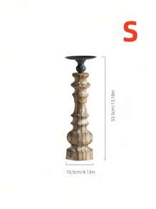 1p 美式古典风格烛台适用于客厅、餐桌、书桌、储物架、装饰照明、木制金属烛台 - 彩色 - 查看 9