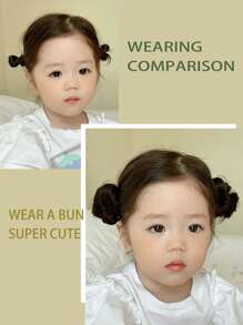 Girl Children's Fake Hair Bun Bangs Wig With Clip Hairband Bangs Chignons Daily Wear Cosplay Hairpieces Accessories - Multicolor - View 7