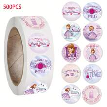 Disney 500 Sheets/Roll Disney Princess Sofia Fun Cartoon Exquisite Roll Stickers Self-Adhesive Water Cup Skateboard Notebook Creative Sealing Tape Stickers