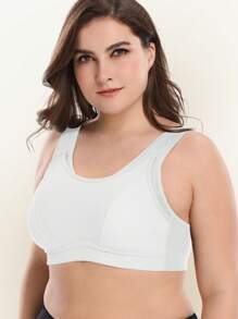 Wingslove Adjustable Wide Strap Plus Size Wireless Sports Bra, High Support Suitable For Large Bust, Perfect For Yoga And Workout - White - View 5