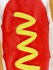1pc Funny Cute Hot Dog Pattern Dog Apparel, Suitable For Casual Wear, Gatherings & Parties