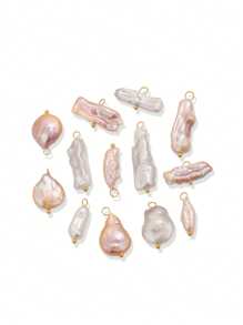 1 Pieza Colgante de acero inoxidable de tamaño aleatorio con perla de agua dulce natural rosa de moda para hacer collares, aretes y otros accesorios de joyería para uso diario
