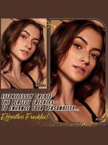 6 Sheets Gold Freckles Temporary Face Tattoos, Glitter Freckles, Sparkle Freckles, Waterproof Gold Face Makeup Freckle Tattoo, Holiday Party For Women Girls