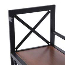 kangten Wall Mounted Wine Rack Gin Shelf Rack Bottle 5 Glass Holder Home Bar 1 Layer - Black - View 5