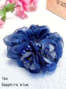 1pc Elegant Floral Double-Layer Large Hair Scrunchie, High Elasticity Hair Tie, Suitable For Women's Daily Use And HairstylingScrunchiesscrunchy Hair Ties