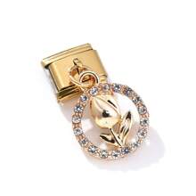 1/5/10pcs Elegant Fashion Gold Zirconia Crystal Heart, Letter, Leaf, Butterfly Pendant Modules - Ideal For DIY Bracelets, Rings, Gift