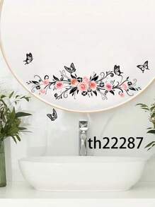 1 miếng dán tường cửa phòng tắm hình hoa hồng bướm bằng nhựa PVC chống thấm nước, miếng dán bồn tắm, miếng dán kính gương hình hoa hồng bướm hai mặt, miếng dán tường nền phòng ngủ tự dính, hình nền 11,81 * 11,81 inch, dùng để trang trí nhà, đồ trang trí phòng tắm, vật dụng trang trí mùa xuân, làm mới ngôi nhà của bạn, miếng dán, thảm trải sàn, đồ trang trí mùa thu, phụ kiện phòng tắm - Nhiều màu - Xem 16