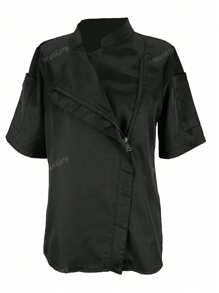 Chaqueta de cocinero de cuello alto de unicolor talla grande para mujer
