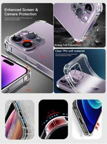 1pc Custom Shock-Resistant Transparent Phone Case With 4pcs Wedding Photo Collage Design Compatible With Samsung S23 Ultra/A14 Or Compatible With IPhone 12/13 Wedding