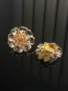 2pcs/Set Cute Flower Button Cover 3-Layer Lotus Flower Cufflinks Cover For Shirt Button Clip Clothing Decoration Cuff Links No Sewing Button Suit Dress Accessories Gift