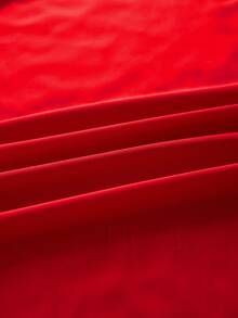 1 قطعة فستان نوم نسائي مقاس كبير خفيف الوزن مزين بالدانتيل نصف الأكمام، قماش ساتان ناعم ومريح، مناسب للارتداء في المنزل والنوم، للاستخدام في عيد الميلاد - الأحمر - مشاهدة 7