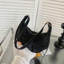 Women's Leather Dumpling Crossbody Bag, PU Leather Solid Color Saddle Bag With Adjustable Shoulder Strap For Daily Commute