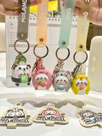 Molang 4 stijlen Echte Animal Zoo-serie beeldje poppen sleutelhanger kawaii schattige panda kat konijn Piu Piu model tas sleutelhanger hanger speelgoed verjaardagscadeau (2,5 cm-12 cm / 0,98 inch-4,72 inch)