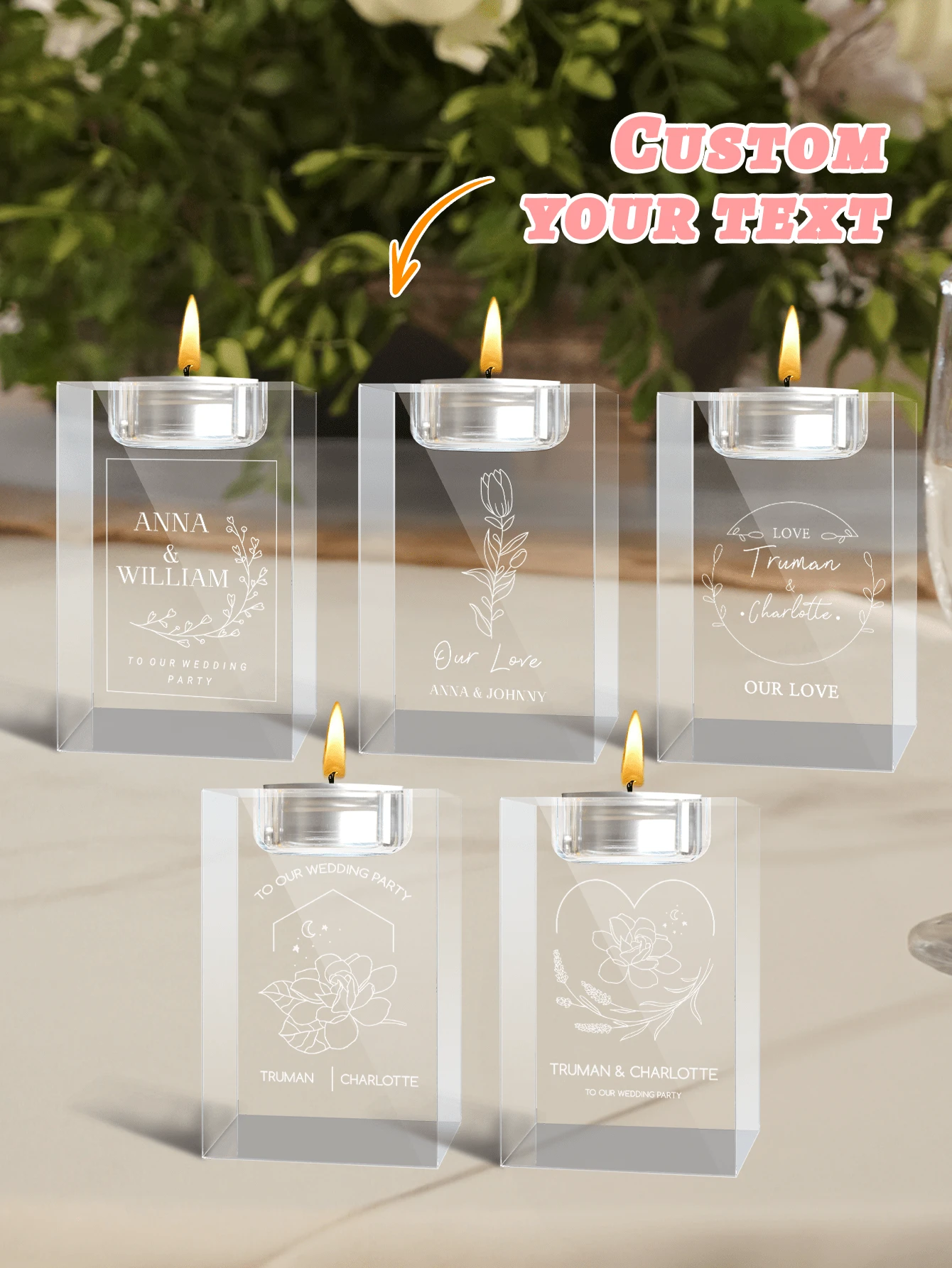 Porta-velas de Personalizado, Porta-velas de Casamento com Foto 3D Personalizada, Porta-velas de para Velas de Chá Personalizado, Presentes de Casamento com Foto Personalizada - Multicolorido - Visão 1