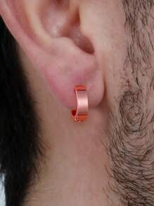 Simple Punk Hip-Hop No Piercing Stainless Steel Clip On Earrings, Fashionable Jewelry For Men Daily Wear