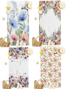1pc Floral Digitally Printed Beach Towel