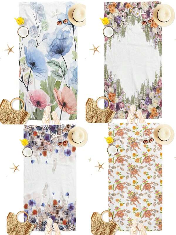 1pc Floral Digitally Printed Beach Towel