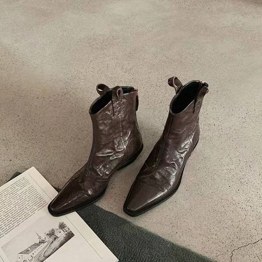 Women Ankle Boots & Booties - 13128 Danish Brown Single-layer - View 1