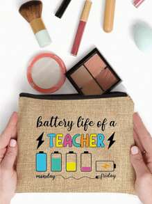 Teacher Gifts,To Best Teacher Ever Letter Print Makeup Bag,Gift Bag Zipper Bag For Travel,Lightweight Storage Bag