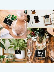 10/20 mini porte-notes ardoise, pince en bois ardoise, panneau de message ardoise, porte-logo et étiquette, porte-photo frais et simple de style bande dessinée