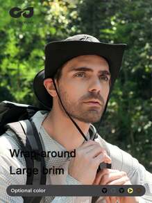 1 Pc Men's Summer Outdoor Fishing Sun Hat, UV Protection Breathable Wide Brim Bucket Hat For Fishing, Hiking