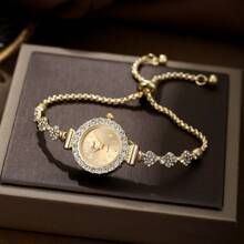 1 件学生数字圆形表盘精致石英表，配有可调节表带，适合作为情人节礼物 - 均碼 - 查看 10