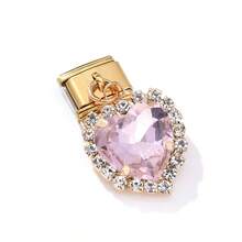 1/5/10pcs Elegant Fashion Gold Zirconia Crystal Heart, Letter, Leaf, Butterfly Pendant Modules - Ideal For DIY Bracelets, Rings, Gift