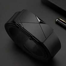 1 pieza Cinturón de moda para hombre con hebilla automática, diseño de lujo adecuado para caballeros jóvenes y de mediana edad, verano, escuela