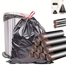 4Rolls 60pcs Extra Large Leak-Proof Trash Bags HeavyDuty & Puncture/Leak Resistant AllPurpose Use (Kitchen/Bathroom/Living Room/Outdoor) HighDensity TearResistant EcoFriendly Plastic EasyCarry Handles For Household Cleaning Stylish Jet-Black Design