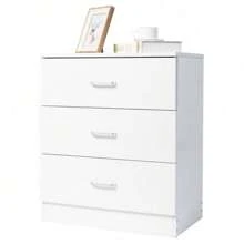 Modern Simple 3-Drawer Dresser Chest Of Drawers For Family Room Bedroom Living Room Universal Design, White