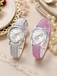 2/1 Butterfly Skin Cute Watch Girls Kids Watch - Multicolor - View 9