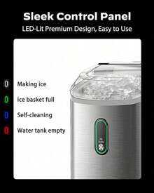 Silonn Nugget Ice Maker Countertop, Portable Pellet Ice Machine With Self-Cleaning Function, Ice Maker Produces 33lbs Of Chewable Ice In 24 Hours, Ideal For Home Kitchen And Office, Black - 米色 - 查看 5